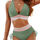 ✨👙 Conjuntos de bikini de talle alto con control de abdomen y bloques de color