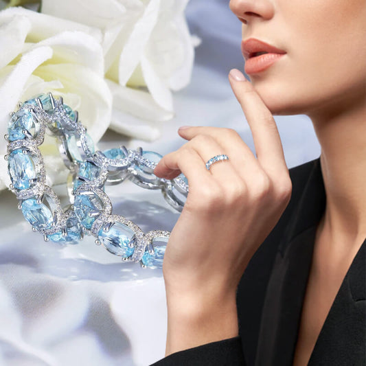 ⏳50% de descuento por tiempo limitado⏰Anillo azul marino con diamantes completos💍