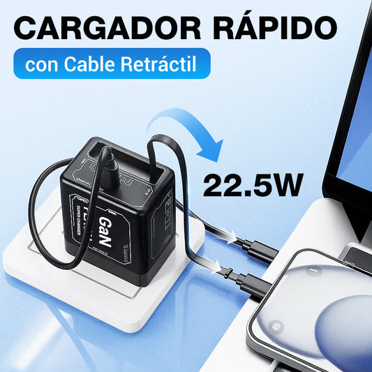 ⏳Especial por tiempo limitado⏰Adaptador de carga rápida con cable y conector tipo C retráctil