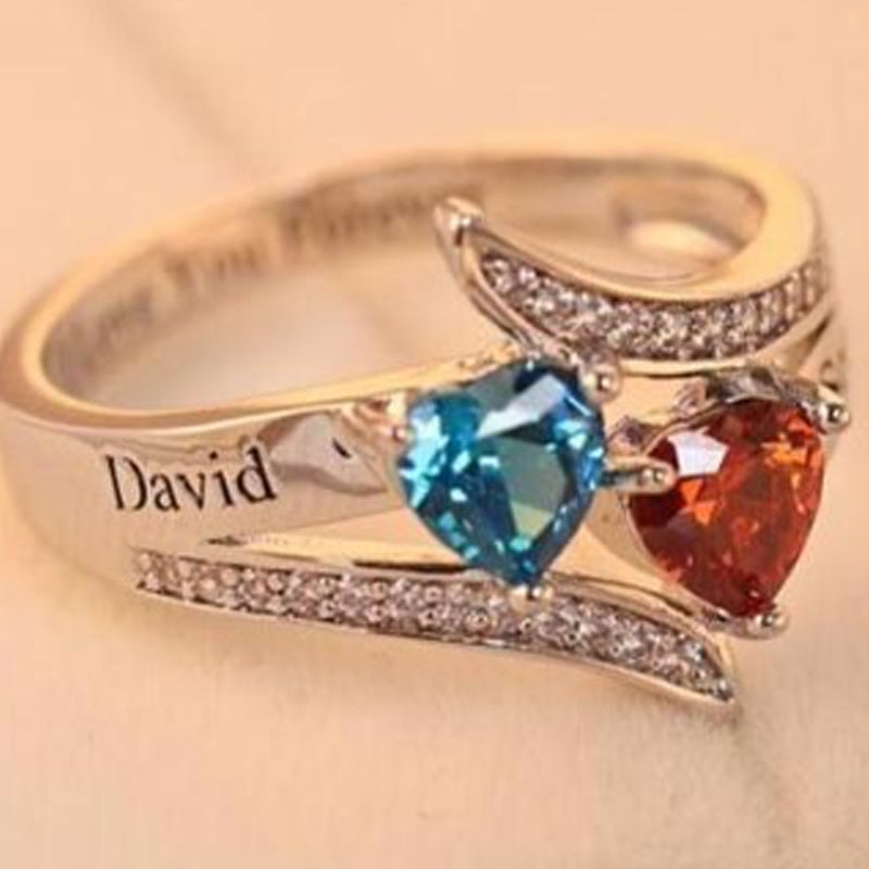 Personalized Rhinestone Ring with Birthstones