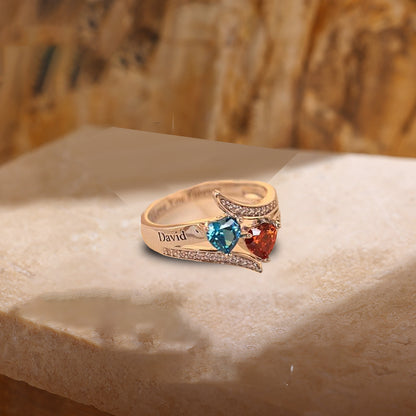 Personalized Rhinestone Ring with Birthstones