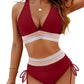 ✨👙 Conjuntos de bikini de talle alto con control de abdomen y bloques de color