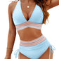 ✨👙 Conjuntos de bikini de talle alto con control de abdomen y bloques de color