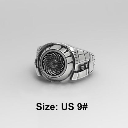 Men's Retro Mecha Metal Ring with Turnable Gear