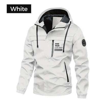 Men's Waterproof Jacket with Detachable Hood and Pockets