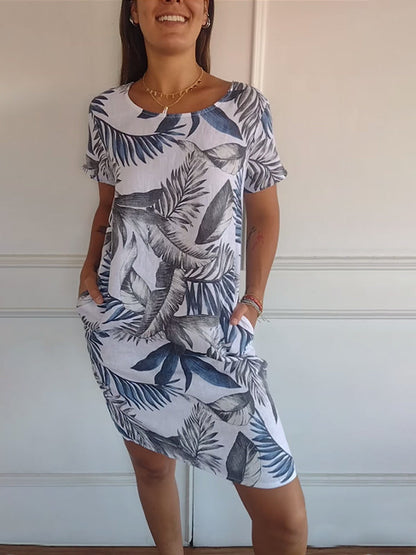 👗Novedad✨Vestido casual estampado con bolsillos