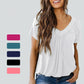 Camisetas casuales de verano para mujer Dokotoo de manga corta con cuello en V - Ajuste holgado y cómodo con fruncido.