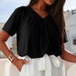 Camisetas casuales de verano para mujer Dokotoo de manga corta con cuello en V - Ajuste holgado y cómodo con fruncido.