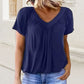 Camisetas casuales de verano para mujer Dokotoo de manga corta con cuello en V - Ajuste holgado y cómodo con fruncido.