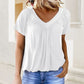 Camisetas casuales de verano para mujer Dokotoo de manga corta con cuello en V - Ajuste holgado y cómodo con fruncido.