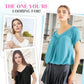 Camisetas casuales de verano para mujer Dokotoo de manga corta con cuello en V - Ajuste holgado y cómodo con fruncido.