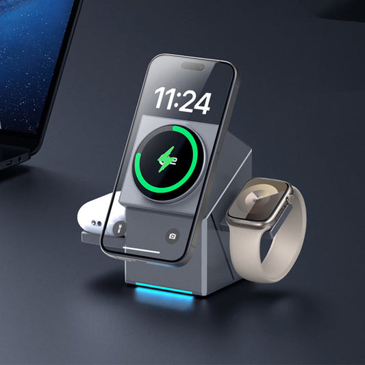 ⚡️ ¡Oferta exclusiva -50%! 📱 Estación de carga magnética plegable 3 en 1: perfecta para el hogar, el trabajo y los viajes ✨ | Carga rápida de 15 W, multidispositivo y compacta. 📱⌚