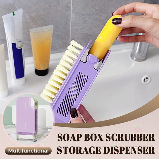 Jabonera multifuncional con estropajo y dispensador de almacenamiento.