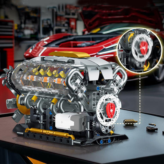 🎉Oferta del último día: 50 % de descuento🔥 - Kit de modelo de motor de bloque pequeño OHV V8 de bloques de construcción