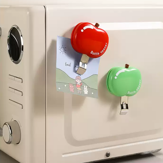 🍎compra 1 y llévate 1 gratisAbrebotellas Multifuncional en Forma de Manzana con Clip para Bocadillos – Imán para Refrigerador y Portátil🍾