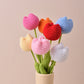 Flores de tulipán tejidas a mano para decoración del hogar