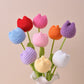 Flores de tulipán tejidas a mano para decoración del hogar