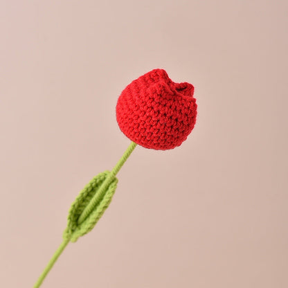 Flores de tulipán tejidas a mano para decoración del hogar