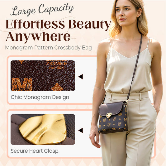 Bolso bandolera de mujer con estampado de monograma