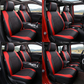 🚗Funda de Asiento de Auto de Cuero Matelassé Lujo | 9 Piezas, Universal, Color Negro ✅