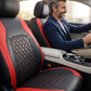 🚗Funda de Asiento de Auto de Cuero Matelassé Lujo | 9 Piezas, Universal, Color Negro ✅