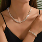 💎✨ Set de collares y pulseras ajustables de hoja de pedrería – diseño elegante, cristales brillantes y regalo 🍃 perfecto