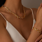 💎✨ Set de collares y pulseras ajustables de hoja de pedrería – diseño elegante, cristales brillantes y regalo 🍃 perfecto