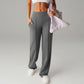 【Pantalones Holgados Cintura Alta】 Pantalones Rectos Versátiles para Mujer - Tejido Elástico Cómodo + Bolsillos Prácticos - Ideal para Trabajo, Paseos y Casa! ✨