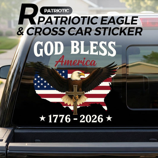 Calcomanía patriótica de águila y cruz de alta calidad: un símbolo audaz de fe y libertad 🇺🇸✝️