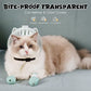 Casco transparente anti-mordeduras y protectores para las patas de los gatos