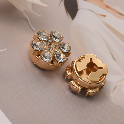 Cubiertas decorativas para botones con forma de flor de diamantes de imitación