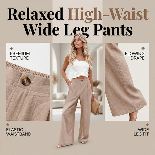 Pantalones casuales de mujer de talle alto y pierna ancha