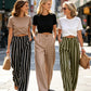 Pantalones casuales de mujer de talle alto y pierna ancha