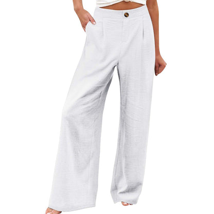 Pantalones casuales de mujer de talle alto y pierna ancha