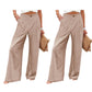 Pantalones casuales de mujer de talle alto y pierna ancha
