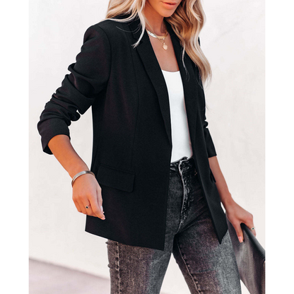 Conjunto elegante de camisola con escote en V y blazer para mujer