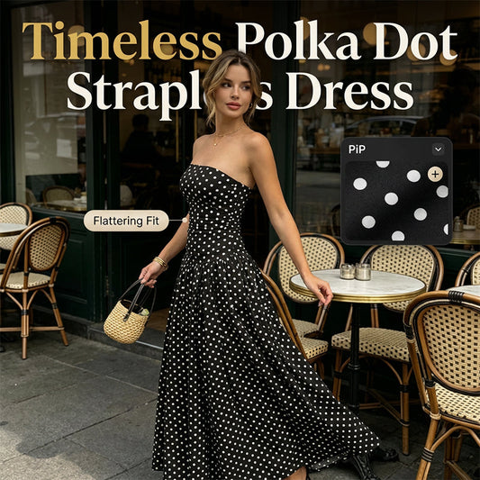 ✨ Vestido palabra de honor de lunares para mujer: ¡un imprescindible elegante para las vacaciones! ✨