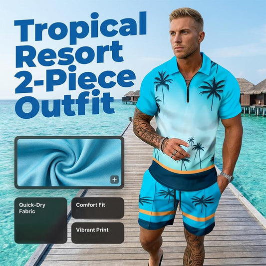 ✨ Conjunto de dos piezas para hombre estilo resort tropical: imprescindible para las vacaciones de verano ✨