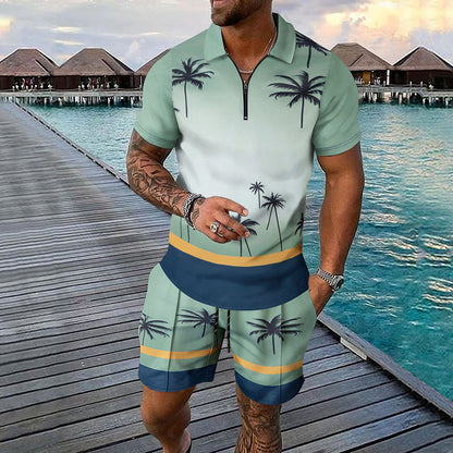 ✨ Conjunto de dos piezas para hombre estilo resort tropical: imprescindible para las vacaciones de verano ✨