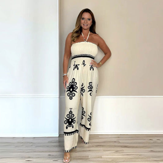🥳¡OFERTA ESPECIAL 2026: 50% DE DESCUENTO! 🥳💞Mono sin mangas con cuello halter y pernera ancha para mujer