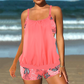 Tankini de dos piezas tipo blusón con shorts para mujer