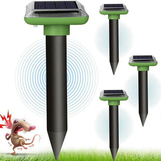 Repelente de topos ultrasónico, impermeable y alimentado por energía solar.