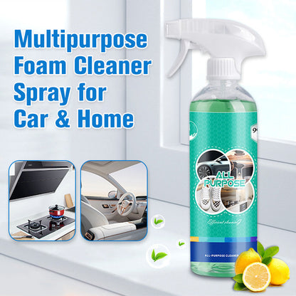 Espuma limpiadora multiusos en spray para coche y hogar.
