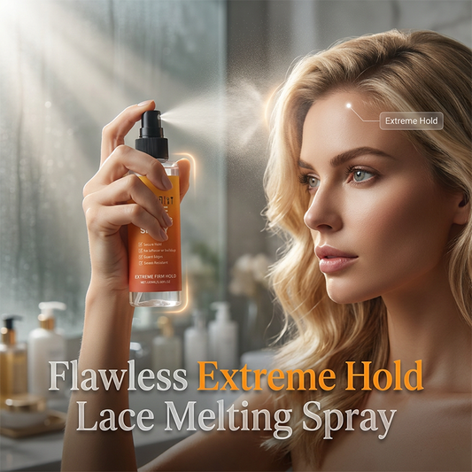 🥳¡OFERTA CALIENTE 2026!🥳💞¡Más de 50.000 vendidos!👵❤️🌪️  ¡Tu peluca permanece perfectamente fija, incluso con viento fuerte! Este spray lace melting hace que la línea del cabello desaparezca como si fuera tuya – nadie lo nota, ¡todos creen que es real