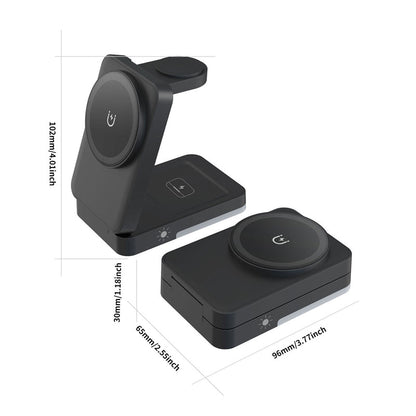Soporte de Carga Inalámbrica Magnético Plegable 3 en 1