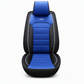 Asiento de coche de cuero de cobertura completa universal cubre todas las estaciones protectores de cojines con diseño de raya horizontal de bloque de color para coches de 5 asientos