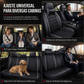 Asiento de coche de cuero de cobertura completa universal cubre todas las estaciones protectores de cojines con diseño de raya horizontal de bloque de color para coches de 5 asientos