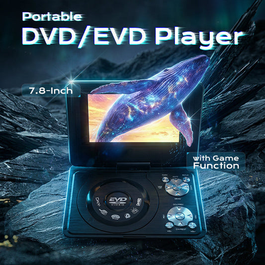 📀 ¡Ahora con un 50 % de descuento! ✨ Reproductor de DVD/EVD portátil de 7,8 pulgadas — Pantalla giratoria y función de juegos 🎮