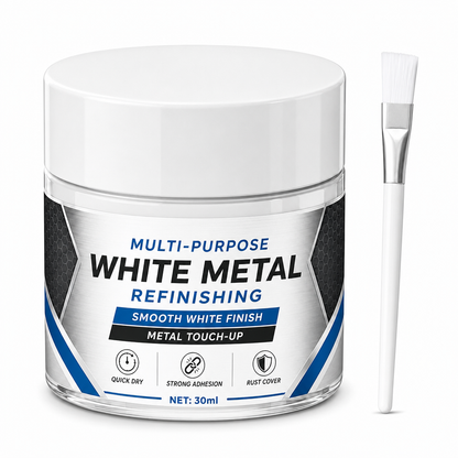 Pintura de retoque multiusos para metal (blanca): incluye un pincel fino para rincones de difícil acceso y una fórmula cremosa y densa para rellenar surcos profundos. De secado rápido y resistente a la intemperie.🛡️✅