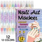 Set de Plumones Doble Punta para Nail Art y Decoración de Uñas